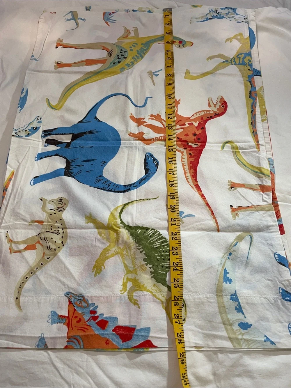 Pottery Barn Kids 100%Cotton “Finn Dino” with Blue, Yellow & Red dinosaurs